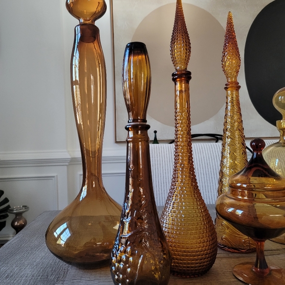 DABS PORTUGAL genie decanter bottle deep amber Harvest 17in - Picture 4 of 8